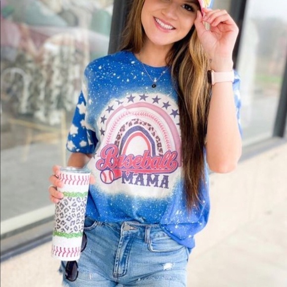 Baseball Mama Bleached TShirt - Picture 1 of 1